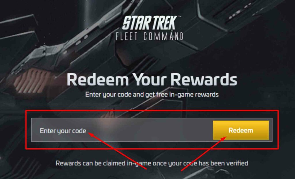 how to redeem code in star trek fleet command