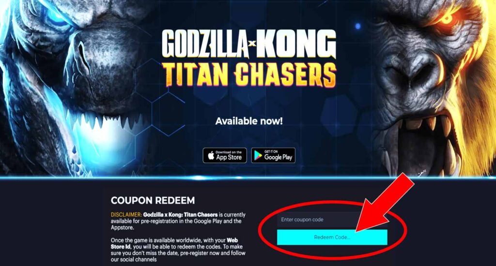 how to redeem godzilla x kong titan chasers codes