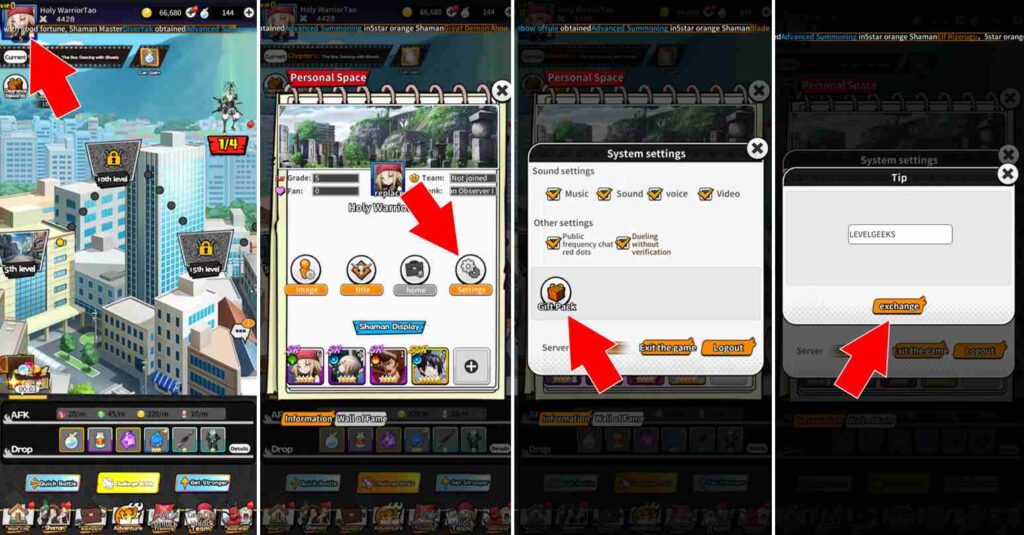 how to redeem codes in shaman king soul fusion