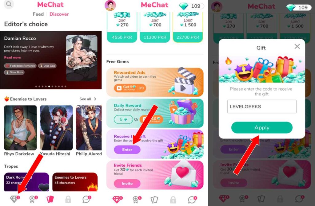 how to redeem codes in mechat