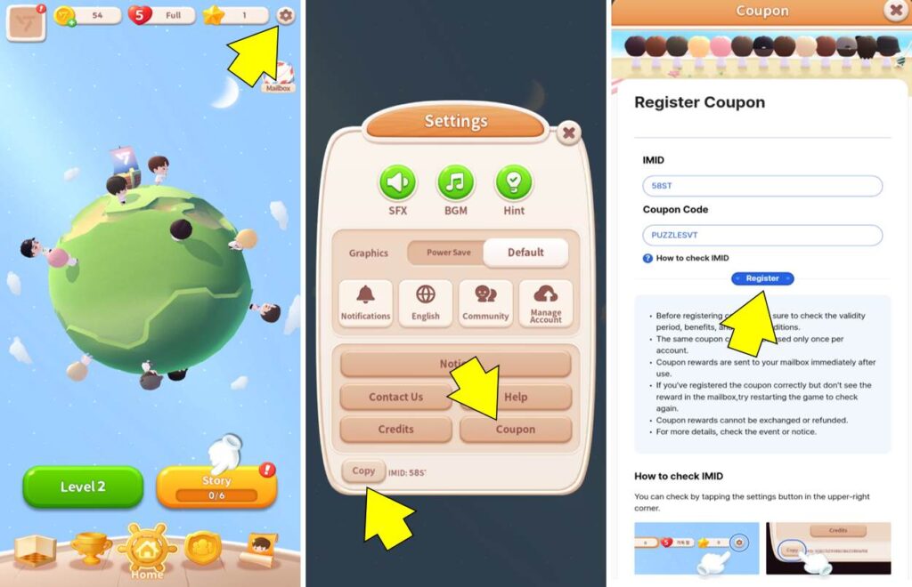 how to redeem codes in puzzle seventeen