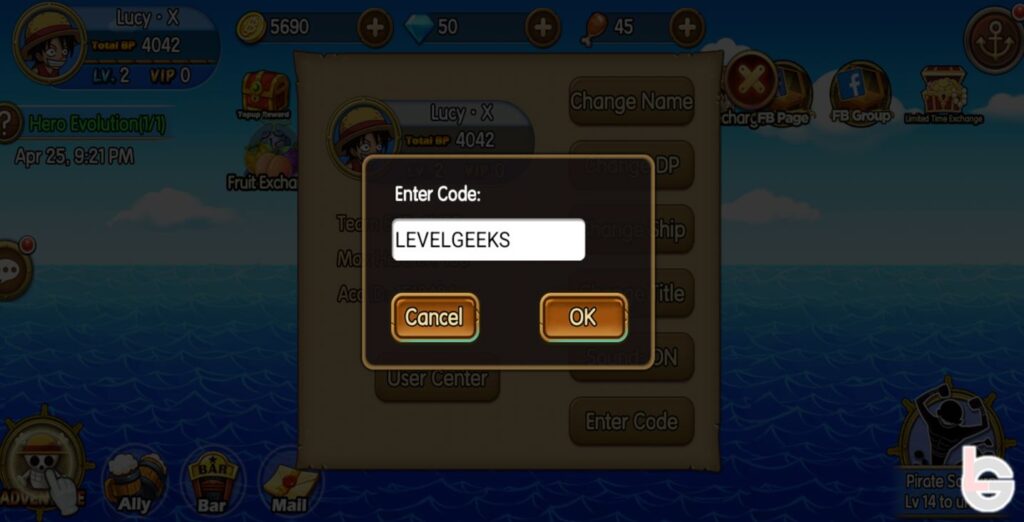 how to redeem codes in sunny pirates going merry