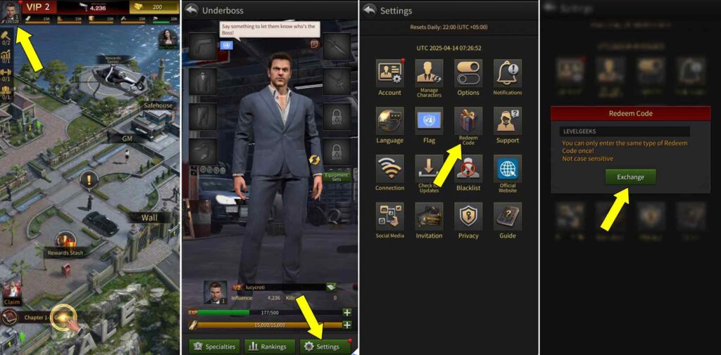 how to redeem codes in the grand mafia