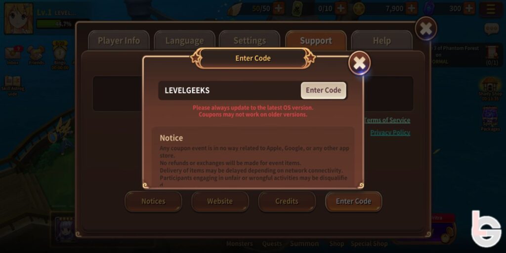 how to redeem codes in monster super league