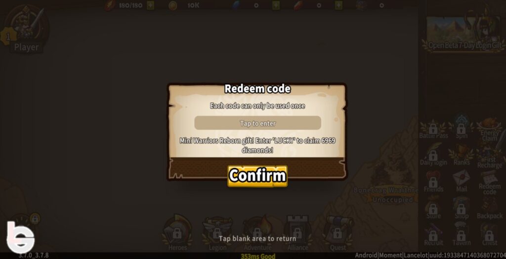how to redeem codes in mini warriors reborn